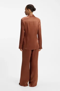 Regular-fit blouse in soft, shiny fabric