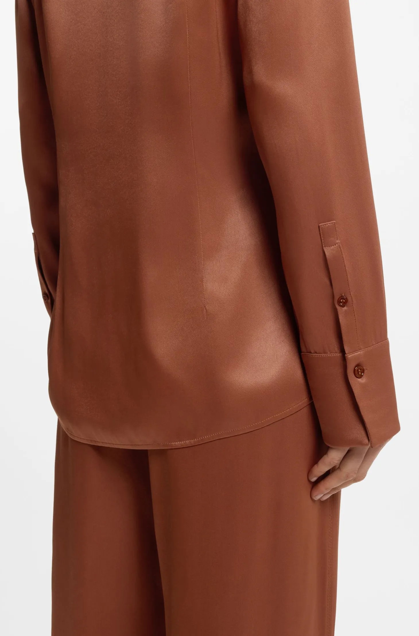 Regular-fit blouse in soft, shiny fabric