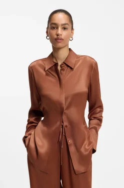 Regular-fit blouse in soft, shiny fabric