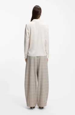 Regular-fit blouse in stretch-silk satin