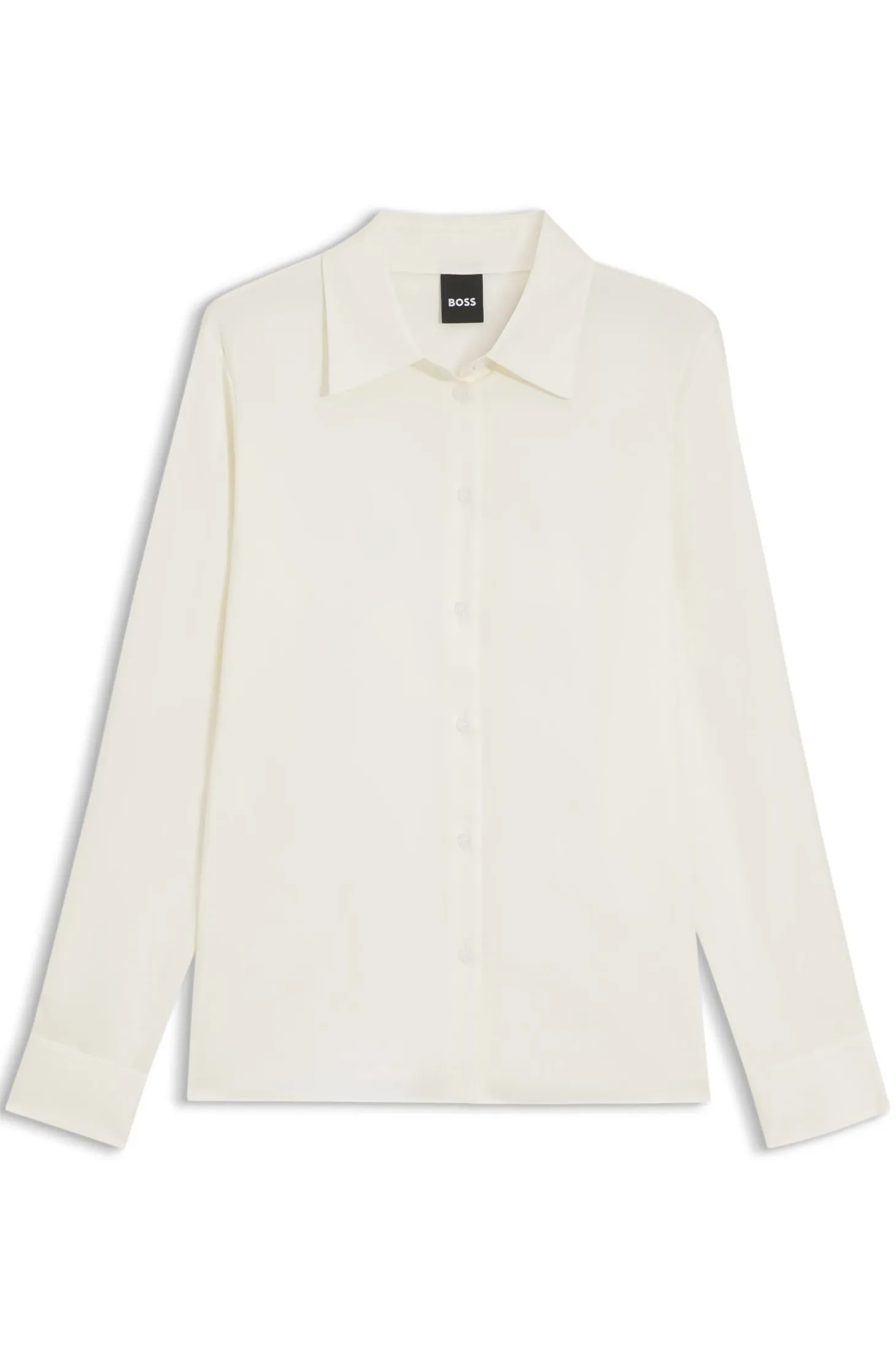 Regular-fit blouse in stretch-silk satin