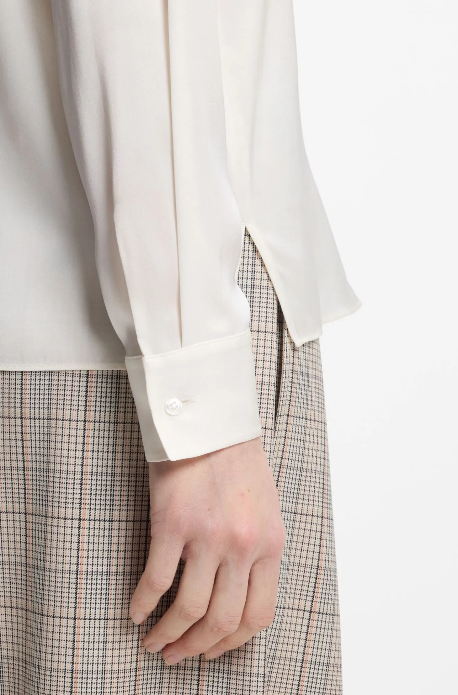 Regular-fit blouse in stretch-silk satin