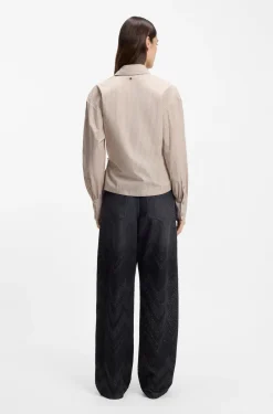 Regular-fit blouse in striped cotton canvas
