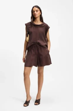 Regular-fit blouse with cowl neckline