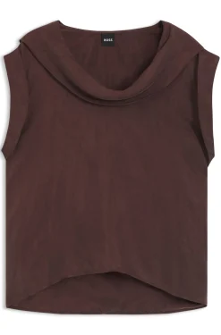 Regular-fit blouse with cowl neckline