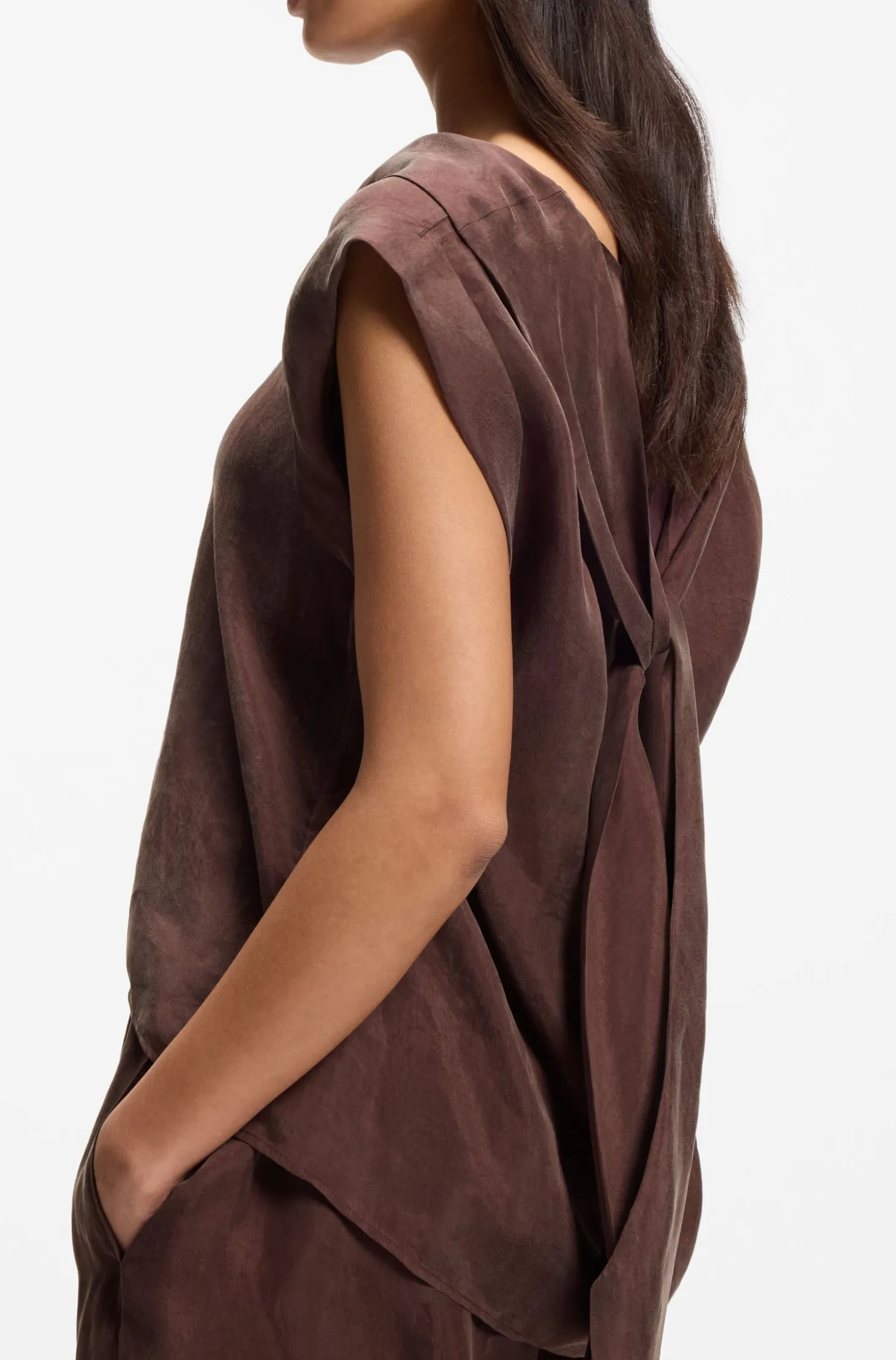 Regular-fit blouse with cowl neckline