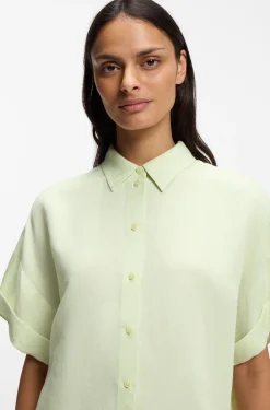 Regular-fit blouse with rolled cuffs