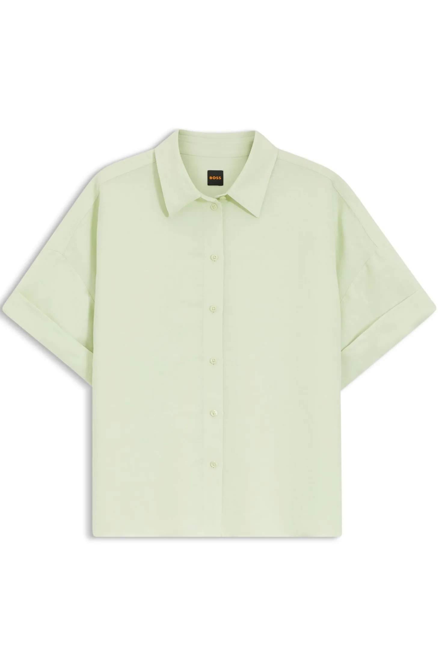 Regular-fit blouse with rolled cuffs