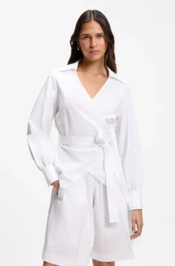 Regular-fit blouse with wrap front