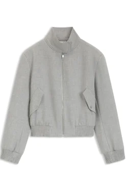 Regular-fit bomber jacket in melange stretch twill