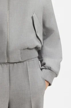 Regular-fit bomber jacket in melange stretch twill