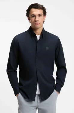 Regular-fit button-down shirt in cotton twill
