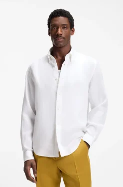 Regular-fit button-down shirt in linen