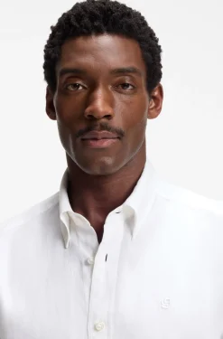 Regular-fit button-down shirt in linen