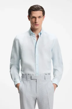 Regular-fit button-down shirt in linen