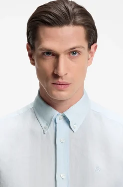 Regular-fit button-down shirt in linen