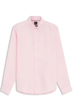 Regular-fit button-down shirt in linen