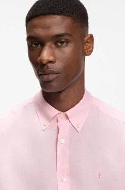 Regular-fit button-down shirt in linen