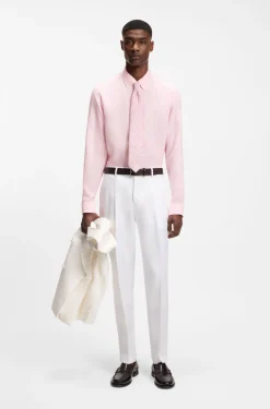 Regular-fit button-down shirt in linen