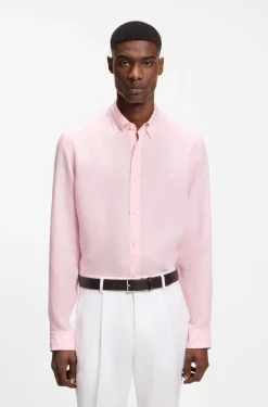 Regular-fit button-down shirt in linen