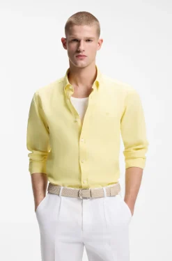 Regular-fit button-down shirt in linen