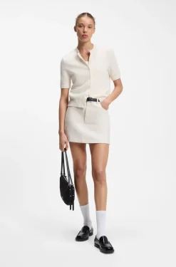 Regular-fit cardigan blended with virgin wool