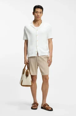 Regular-fit cardigan in striped cotton