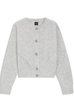 Regular-fit cardigan with open-work stitching