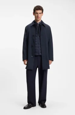 Regular-fit coat in patterned stretch fabric