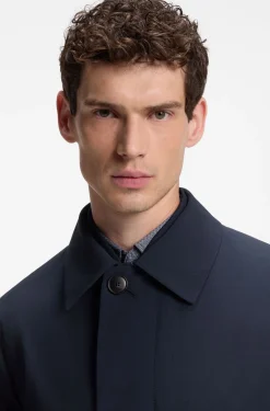 Regular-fit coat in patterned stretch fabric