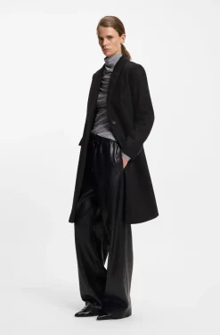 Regular-fit coat in wool with peak lapels