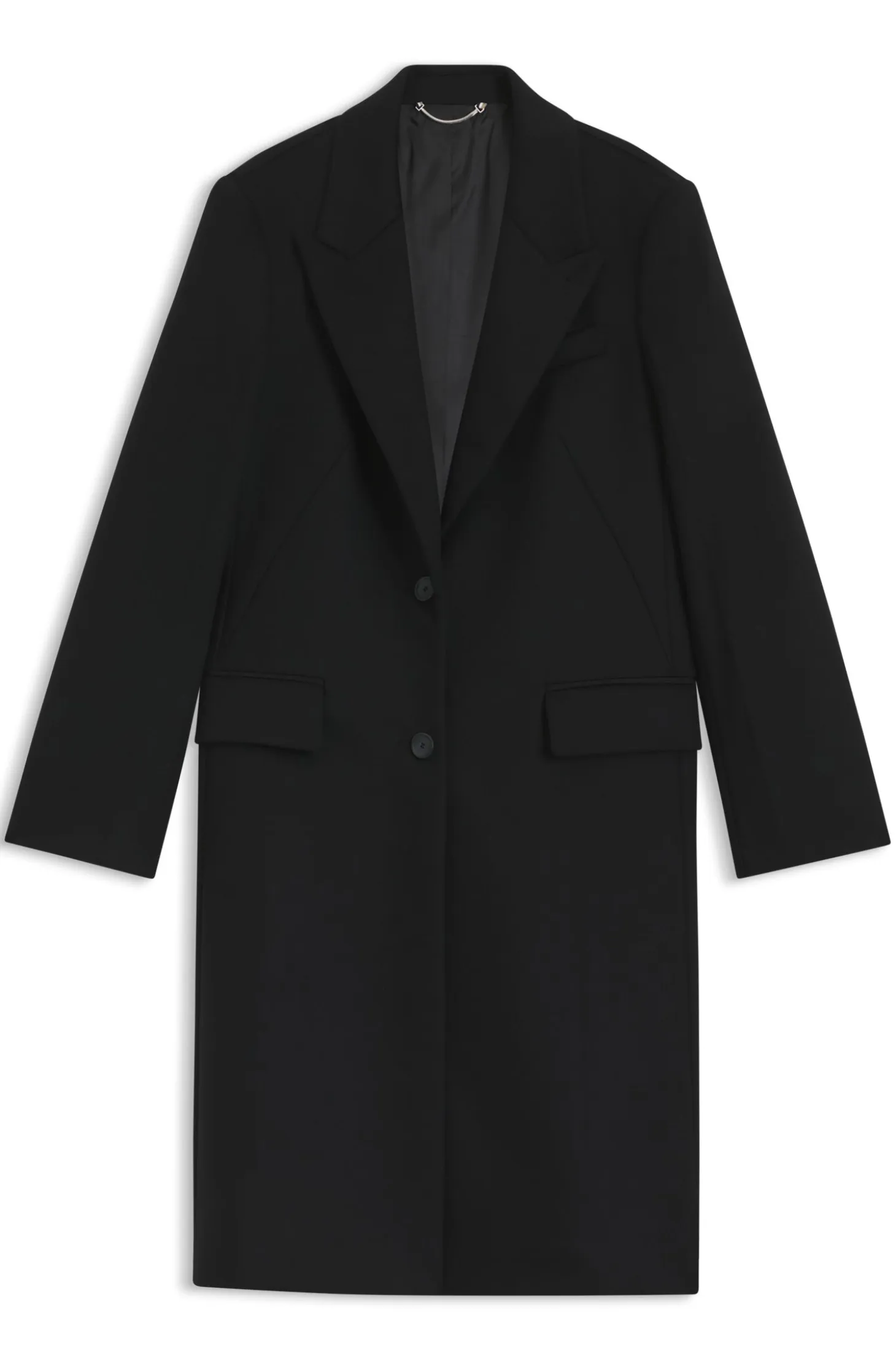 Regular-fit coat in wool with peak lapels