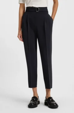 Regular-fit cropped trousers in crease-resistant crepe