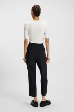Regular-fit cropped trousers in crease-resistant crepe