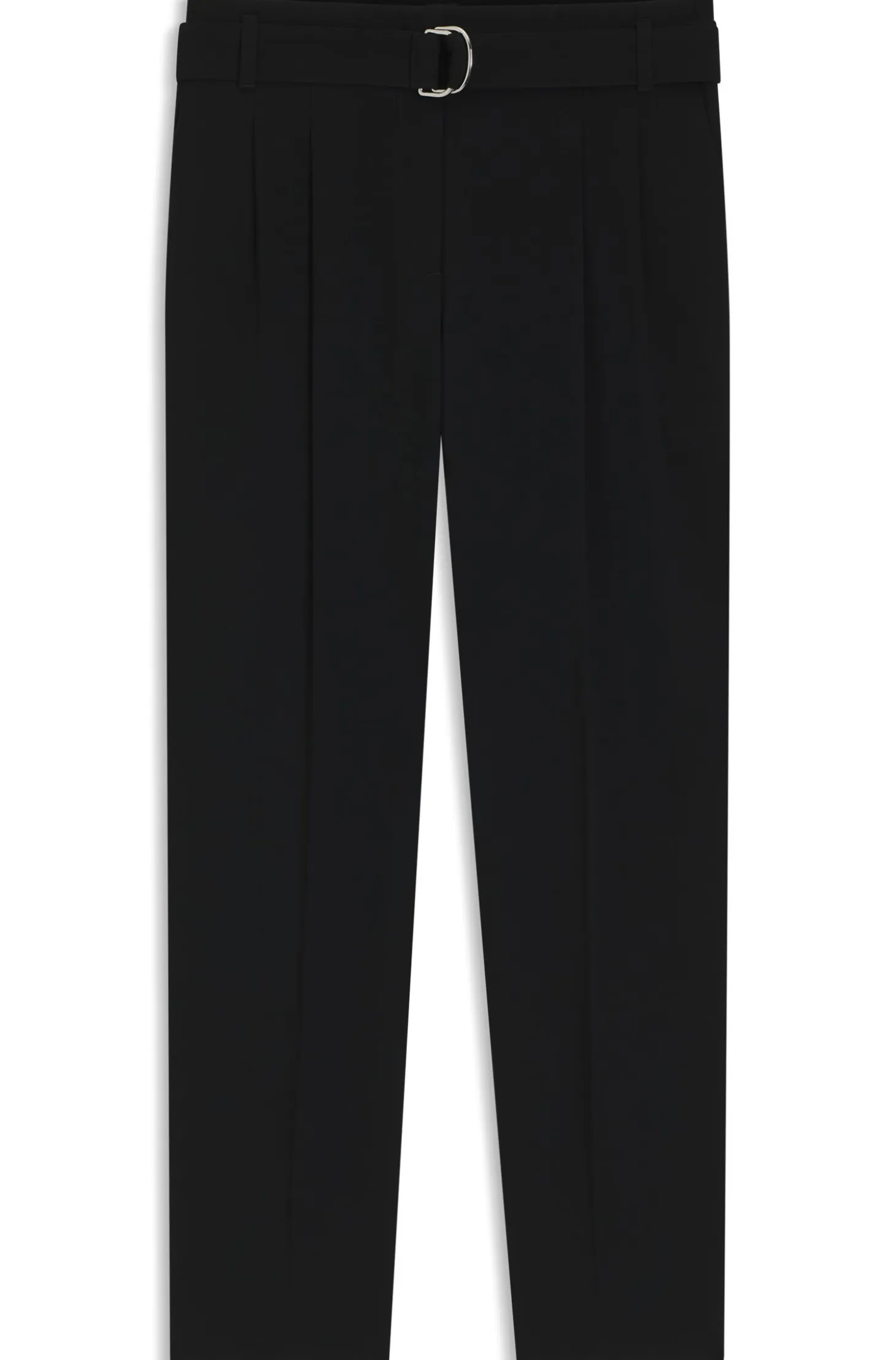 Regular-fit cropped trousers in crease-resistant crepe
