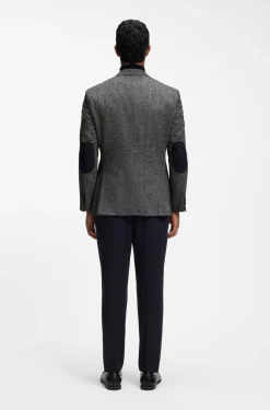Regular-fit jacket in a herringbone wool blend