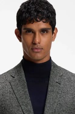 Regular-fit jacket in a herringbone wool blend