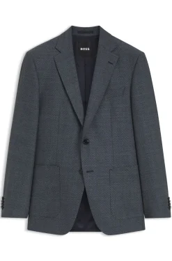 Regular-fit jacket in herringbone cotton and virgin wool