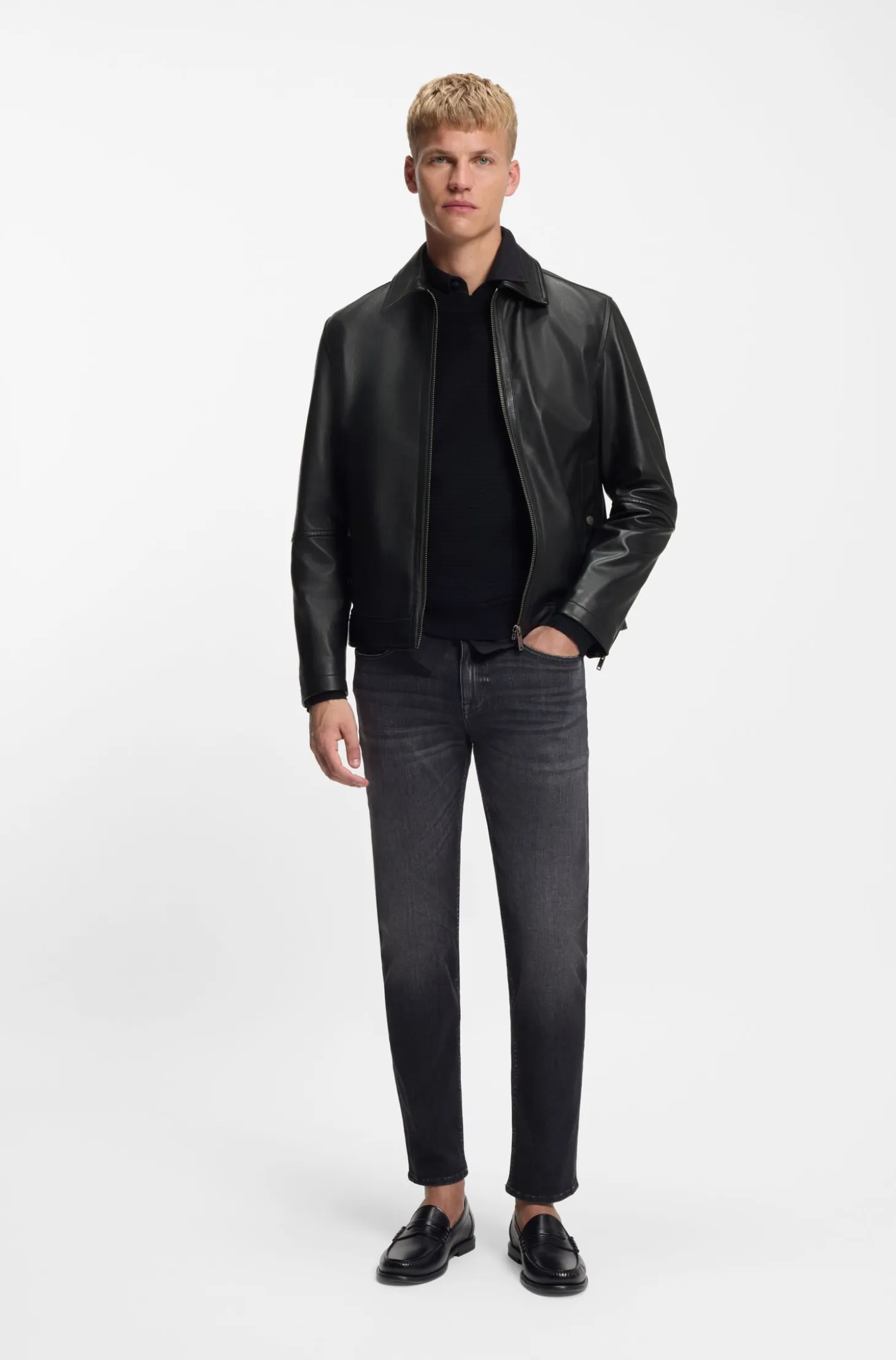 Regular-fit jacket in nappa leather