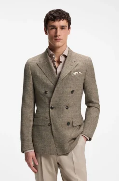 Regular-fit jacket in silk and virgin wool