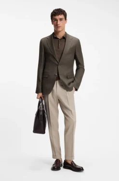Regular-fit jacket in wool, linen, silk and cashmere
