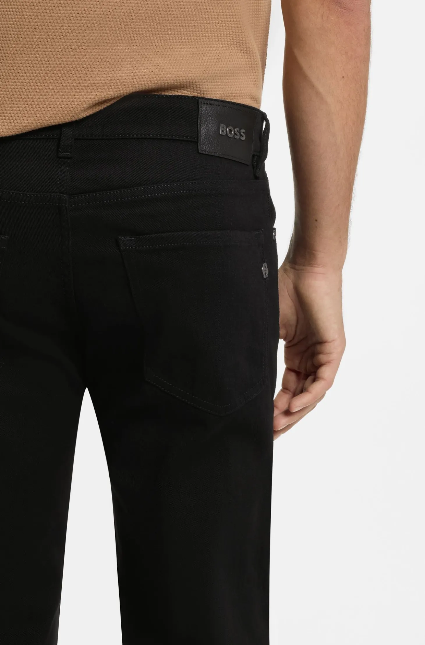Regular-fit jeans in black stretch denim