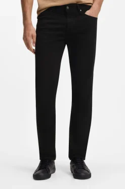 Regular-fit jeans in black stretch denim