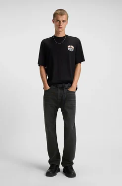 Regular-fit jeans in black washed denim