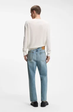 Regular-fit jeans in bright-blue broken-twill fabric