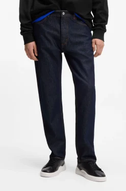 Regular-fit jeans in dark-blue denim