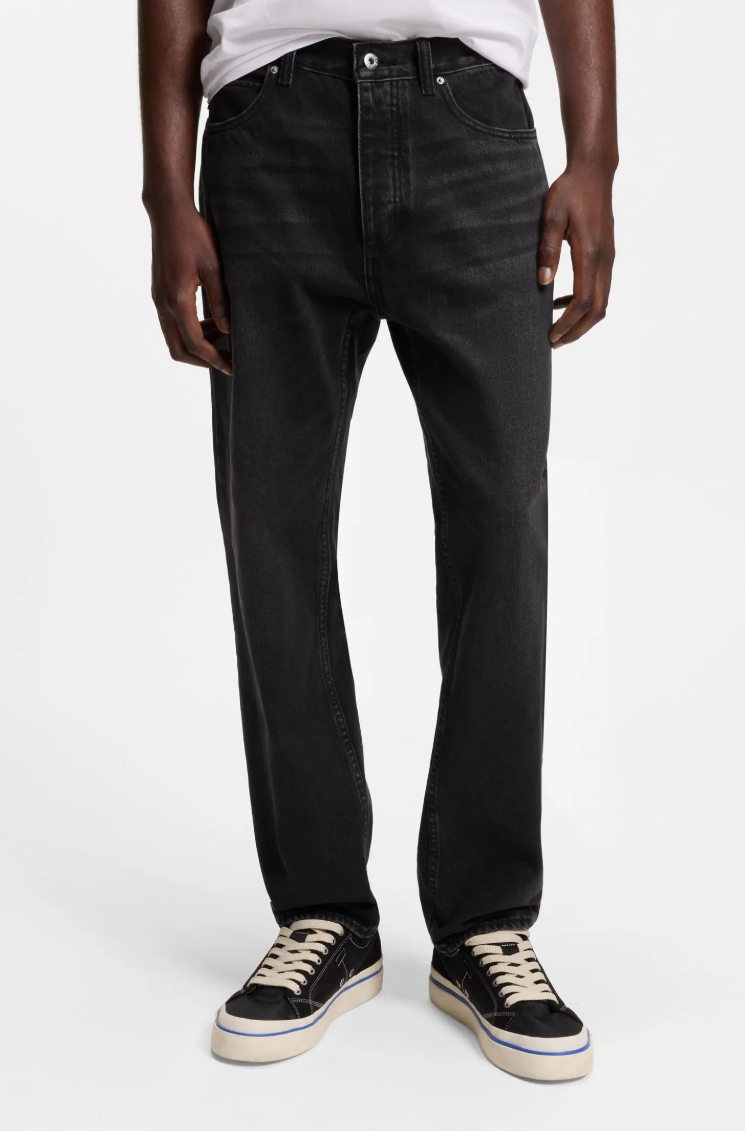 Regular-fit jeans in dark-grey denim