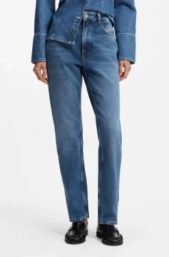 Regular-fit jeans in mid-dark peachy-soft denim