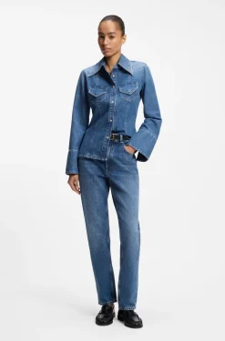 Regular-fit jeans in mid-dark peachy-soft denim