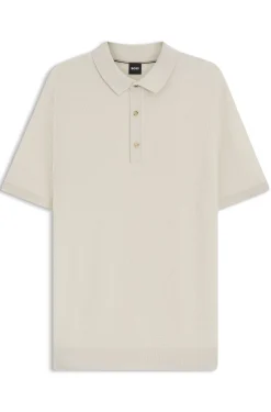 Regular-fit knit polo blended with cotton